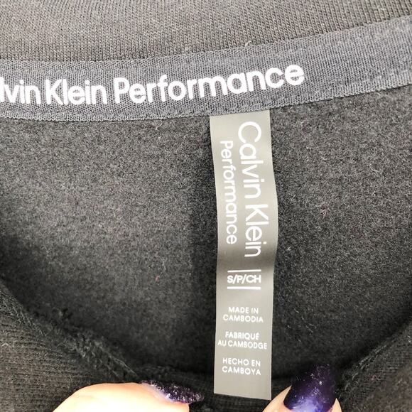 Calvin Klein Womens Athletic Hoodie Small Black Pockets Sweatshirt Logo NWT - Picture 9 of 13